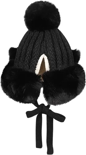 Miniatura 2 de Gorro de invierno de piel sintética para mujer, con orejas de gato de zorro, con orejera, pompón, sombrero de trampero de felpa cálida rusa