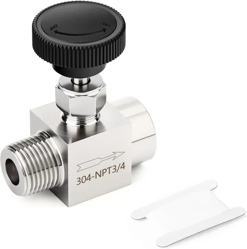 Miniatura 30 de TAISHER 1 pieza Válvula de aguja recta de acero inoxidable 304 1/2" NPT macho x 1/2" NPT hembra para control de flujo de agua, gas, aceite con rosca