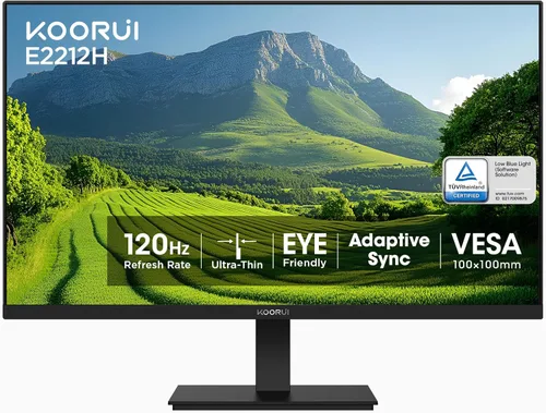 KOORUI Monitor de Computadora de 22 Pulgadas Full HD 1080P 100Hz Pantalla de Juegos para PC Panel VA Ultradelgado de Relación de Contraste 3000:1