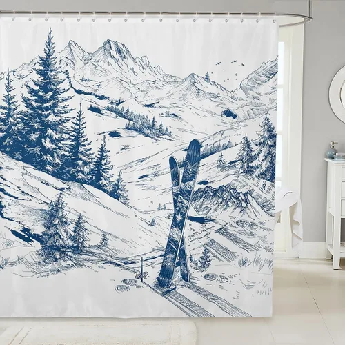 Miniatura 14 de Erosebridal Lineman - Cortina de ducha para niños y hombres, electricista, liniero, cortina con estampado de silueta de estilo europeo, cortina