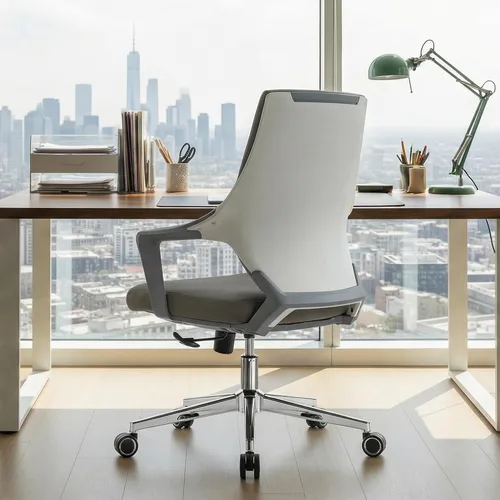Miniatura 9 de EUREKA ERGONOMIC Dorian - Silla de oficina ejecutiva con soporte lumbar curvado, silla de escritorio de cuero regenerado con respaldo medio