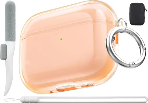 Miniatura 34 de Valkit - Funda transparente protectora para estuche de AirPods, con llavero, poliuretano termoplástico suave, a prueba de golpes, compatible