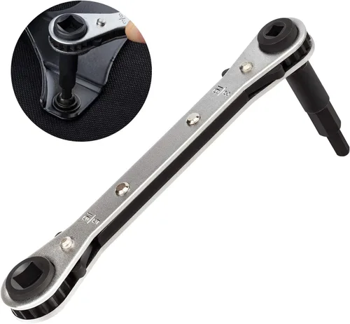 ANCIRS Llave de trinquete de 3/16 a 3/8, llave de servicio HVAC con kit adaptador de broca hexagonal para aire acondicionado, reparación de equipos