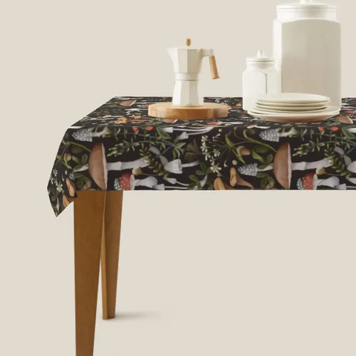 Miniatura 5 de Cafl Mantel rectangular con diseño de hongos otoñales, bayas e insectos, impermeable, sin arrugas, para comedor (60 x 108 pulgadas)