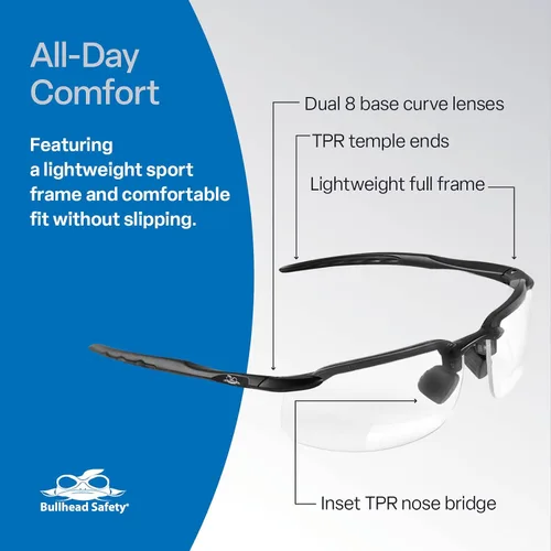 Miniatura 5 de Bullhead Safety Swordfish - Lentes de seguridad bifocales de 1.5 dioptrías, ANSI Z87+, lentes de lectura con protección contra la luz UV