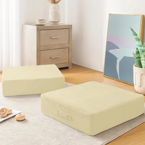 Miniatura 21 de Wellsin Almohadas cuadradas sólidas para el suelo para adultos y niños, cojín grande de meditación con espuma gruesa y funda de terciopelo lavable