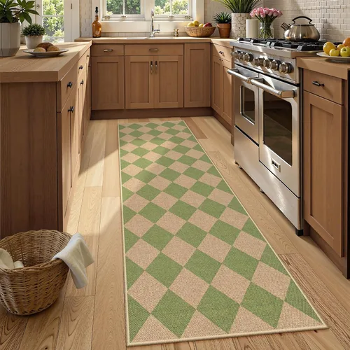 Miniatura 29 de Lahome Alfombra de yute a cuadros fácil 2'x3', alfombra pequeña para entrada, antideslizante, alfombra para la puerta delantera de la cocina
