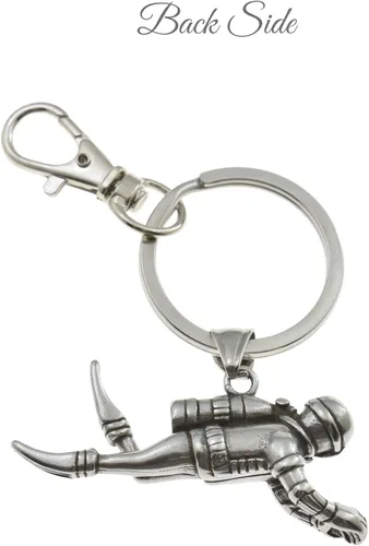 Miniatura 2 de 3D Scuba Diver Keychain in Stainless Steel Certified Diver Gift 50mm x 28mm Charm
