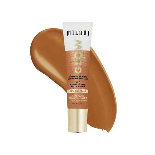 Milani Tinte hidratante para la piel Glow - de medio a oscuro, acabado brillante, cobertura ligera, libre de crueldad