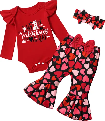 Miniatura 20 de Ropa de bebé niña, 4 piezas, trajes de niña recién nacida, con volantes, mameluco de campana para bebé, diadema, bandana, conjuntos de ropa, regalos