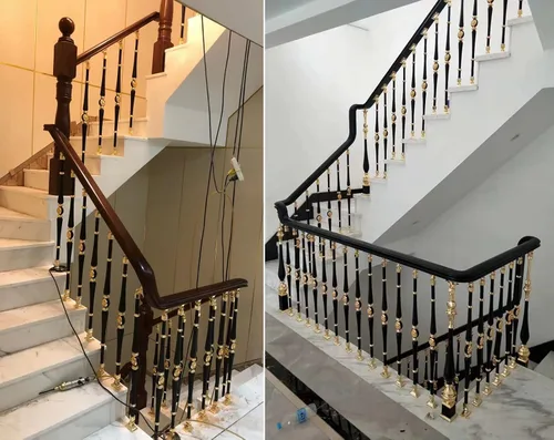 Miniatura 2 de CMYUN Husillos de balaustre de aluminio para interiores, elegante juego de barandillas comerciales para escaleras con zapatos, barandillas redondas