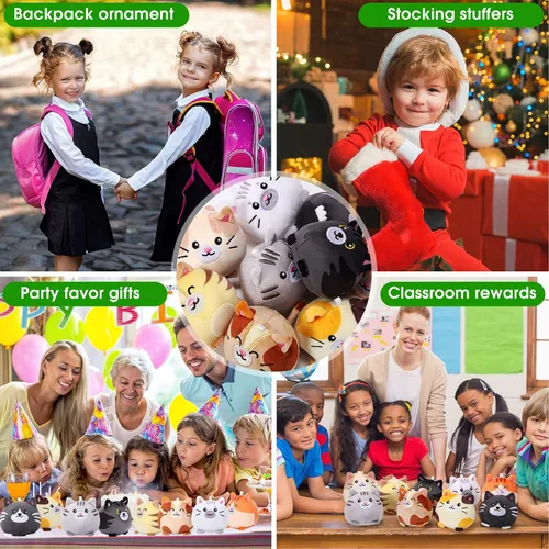 Miniatura 5 de Libima 9 piezas mini llaveros de animales de peluche de 3.15 pulgadas, pequeños adornos lindos de felpa, juguetes a granel para baby shower