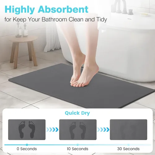Miniatura 3 de Alfombra de Baño Grande de Piedra de Diatomita, Premium Antideslizante de Tierra de Diatomeas Natural para Bañera de Secado Rápido para Piso de Baño