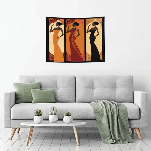 Miniatura 5 de Nameapo Tapiz para mujeres y niñas africanas para dormitorio, tapiz colgante de pared para sala de estar, dormitorio, manta para decoración