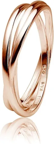 Miniatura 2 de Hoops & Loops Anillo de plata de ley 925 altamente pulida, triple entrelazado, delgado, ajuste cómodo, anillo de boda trenzado tres en uno