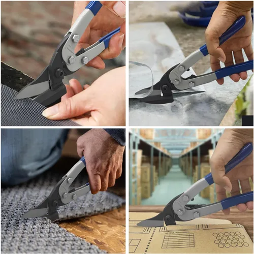 Miniatura 6 de Tijeras de corte de hierro para cortar metal de aviación de 10 pulgadas, tijeras industriales resistentes para cortar herrajes de tela, hoja