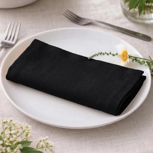 Miniatura 6 de Ramanta Home Juego de 12 Servilletas de Cena de Algodón Negro Servilletas de Tela 100% Algodón de 18x18 Pulgadas Servilletas de Mesa de Tela