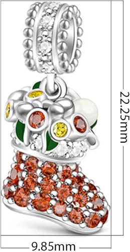 Miniatura 8 de GNOCE Dije de calcetín navideño con piedras brillantes y pera blanca de plata de ley 925, dije colgante de feliz Navidad para pulseracollar, regalo