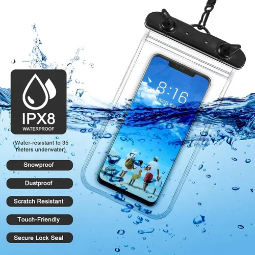 Miniatura 4 de Weewooday Funda impermeable para teléfono celular Ipx8, impermeable, hasta 6.9 pulgadas, para regalos de crucero, playa, piscina, fiesta, natación