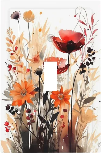 Miniatura 110 de Cubiertas Decorativas de Tomacorrientes Estilo Gótico Cuervo Flores Púrpuras 1 Gang Interruptor de Luz Simple Basculante Placa Cubierta Placas