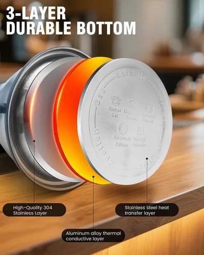 Miniatura 3 de Estufa de cuello de cisne con termómetro para base duradera de 3 capas, hervidor de té de acero inoxidable para verter sobre hervidor de agua