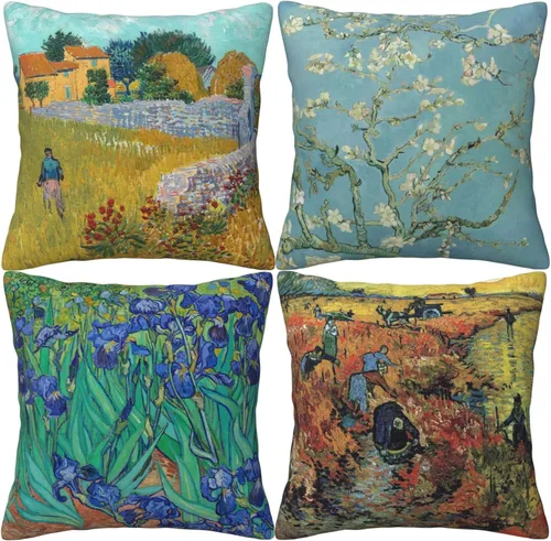 Miniatura 14 de Claude Monet - Juego de 4 fundas de almohada de pintura de 18 x 18 pulgadas, fundas de almohada cuadradas decorativas para sofá, auto