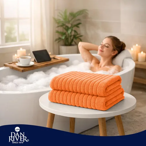 Miniatura 9 de DAN RIVER Paquete de 2 toallas de baño 35x70 pulgadas, toallas de baño de rayas suaves y esponjosas para adultos, toallas de ducha de secado rápido
