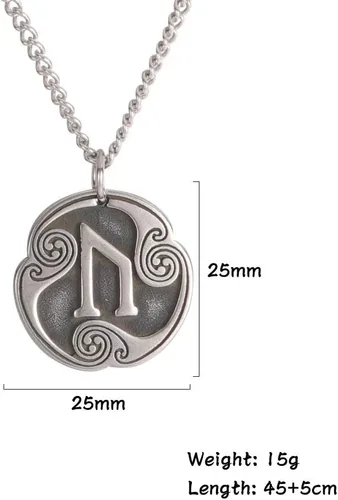 Miniatura 3 de TEAMER Collar con colgante de amuleto de acero inoxidable de 24 runas de los vikingos nórdicos, joyería con símbolo de la suerte y la bendición