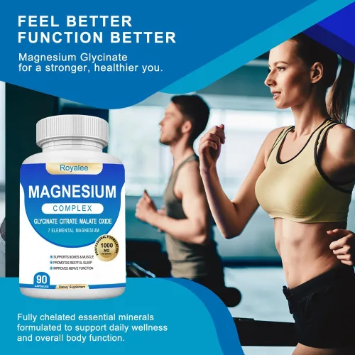 Miniatura 5 de Suplemento complejo de magnesio – 1000 mg con 7 formas de magnesio incluyendo glicinato, citrato, malato, taurato y orrotato – Apoya la relajación