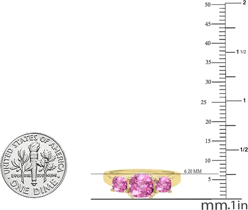 Miniatura 56 de Dazzlingrock Collection Anillo de boda de 3 piedras preciosas creadas en el centro de cojín de 0.04 quilates y diamante blanco natural redondo