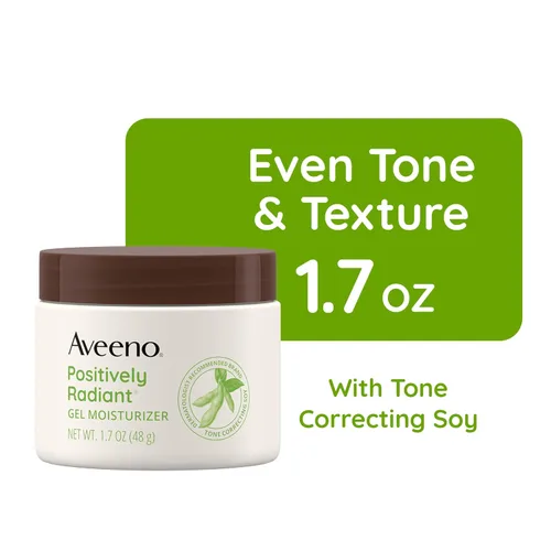 Miniatura 7 de Aveeno Gel hidratante facial positivamente radiante con ácido hialurónico y soja correctora de tono, hidrata durante 48 horas para igualar el tono