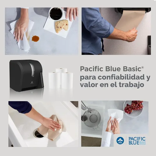 Miniatura 9 de Georgia-Pacific Blue Basic - Rollos de toallas de papel reciclado de PRO, color blanco, 26601, 800 pies por rollo, 6 rollos por caja