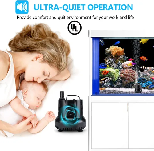 Miniatura 6 de CWKJ Bomba de fuente, 550 GPH (40 W 2200 L/H) Bomba de agua sumergible, bomba de agua duradera para fuente al aire libre con tubo de 6.5 pies