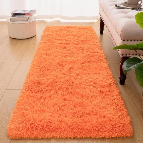 Miniatura 2 de Softlife Alfombra naranja para dormitorio, alfombra de felpa esponjosa para sala de estar para niñas, alfombra lanuda para niños, alfombra suave