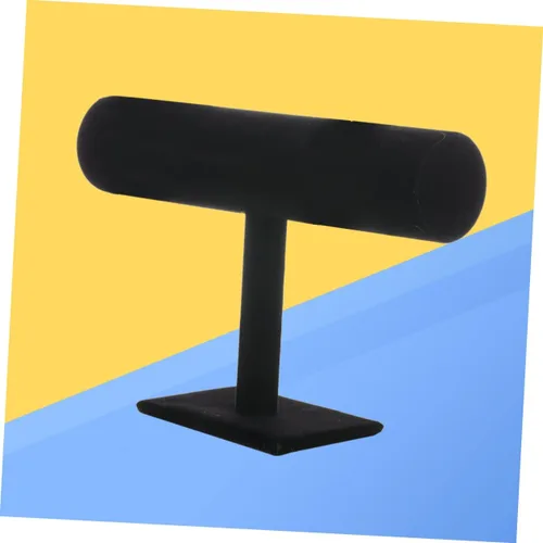 Miniatura 2 de ARTIBETTER Torre de exhibición para soporte de barra en T de estante negro, soportes para joyería de nivel simple, organizador desmontable negro