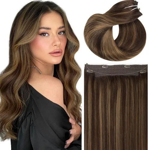 Miniatura 27 de Loxxy Extensiones de cabello con alambre, color negro natural, 14 pulgadas, 2.65 oz, 100% cabello humano real, extensión de cabello invisible