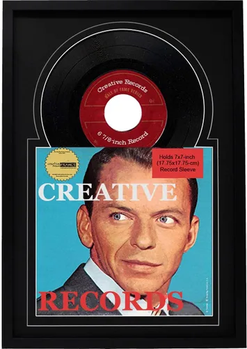 Miniatura 2 de Creative Picture Frames Marco de disco individual de vinilo de 7 pulgadas con doble paspartú negro y negro de 6 7/8 pulgadas y cubierta de 7 x 7