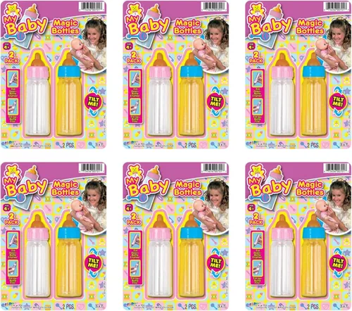 Miniatura 8 de Ja-Ru Biberones mágicos para muñecas de bebé, botella de leche y botella de jugo, accesorios para muñecas de bebé. Set con 2 botellas. 701-1