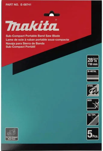 Miniatura 2 de Makita E-08741 28-3/4" 18 TPI Hoja de sierra de cinta portátil subcompacta bimetálica, 5/pk