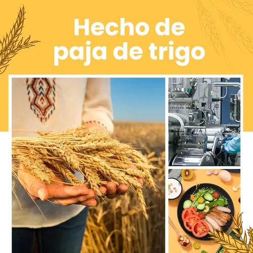 Miniatura 5 de Teivio - Juego de vajilla de paja de trigo de 32 piezas para cocina, juego de platos de plástico irrompible, servicio para 8, juego moderno de Negro
