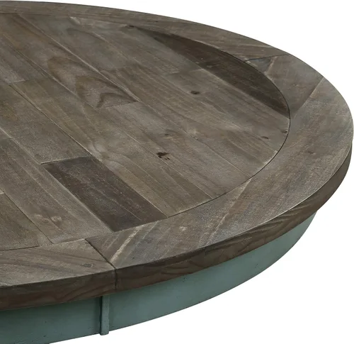 Miniatura 5 de Roundhill Furniture Prato - Juego de mesa de comedor redonda de 5 piezas con sillas de respaldo cruzado, color azul antiguo y nogal envejecido