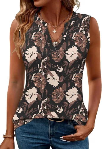 Miniatura 33 de Romanstii Camisas sin mangas para mujer, estilo casual, de verano, cuello en V, blusas elegantes, túnica