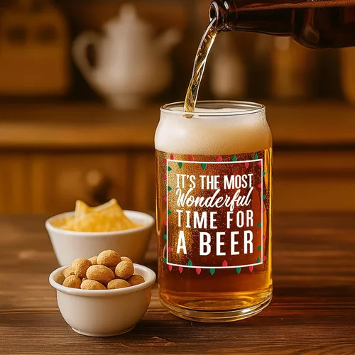 Miniatura 6 de On The Rox El momento más maravilloso para una cerveza: rojo, verde y blanco, vaso de 16 onzas, ideal para hombres y mujeres, vaso divertido