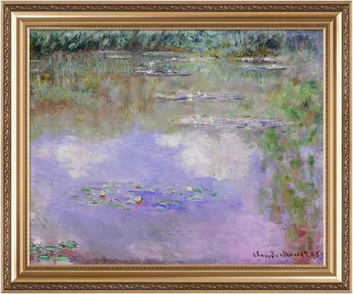 Miniatura 70 de IPIC - Reproducción artística de los lirios de agua de Claude Monet 1906, impresiones giclée coinciden con el marco dorado clásico, arte de pared