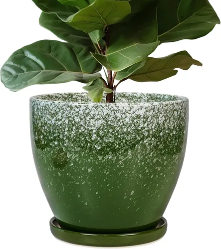 Miniatura 23 de Maceta para Plantas de 6.8 Pulgadas - Maceta de Cerámica con Orificio de Drenaje y Platillo, Maceta Redonda Moderna para Flores, Macetas