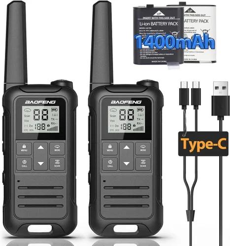 Walkie Talkies de Largo Alcance Recargables para Adultos, Baofeng F22 FRS Radio Walky Talky Walkie-Talkie Familiar con Linterna Batería de 1400 mAh