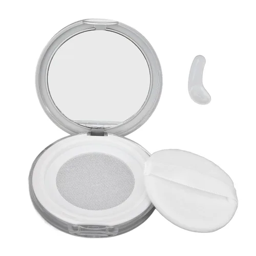 Caja de polvo vacía de 0.11 onzas, recargable, suelto, portátil, para maquillaje, contenedor con soporte para soplo, espejo delgado compacto y tamiz