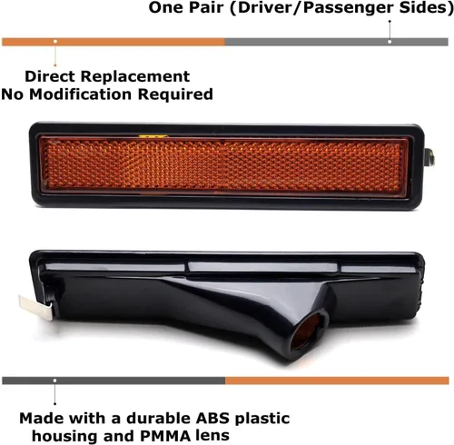 Miniatura 2 de iJDMTOY OE-Spec - Carcasas de lámpara de marcador lateral de parachoques de lente ámbar compatibles con BMW E30 3 E34 5 Series, etc., reemplaza