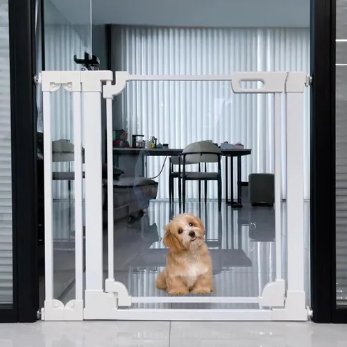 Miniatura 14 de WAOWAO Puerta de acrílico transparente extra alta de 40 pulgadas para bebés y niños con doble cerradura, 29.5-37.37 pulgadas de ancho, puerta