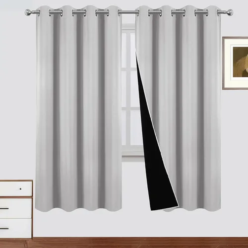 Miniatura 51 de LEMOMO Cortinas 100% opacas de 52 x 95 pulgadas, 2 paneles de oscurecimiento con aislamiento térmico para dormitorio Negro